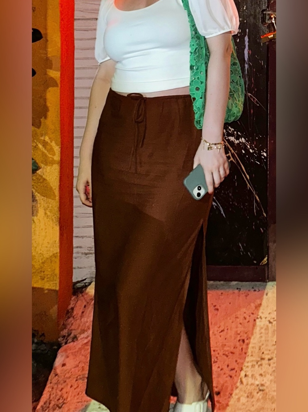 l*space Brown Midi Drawstring Skirt - Picture 2 of 3